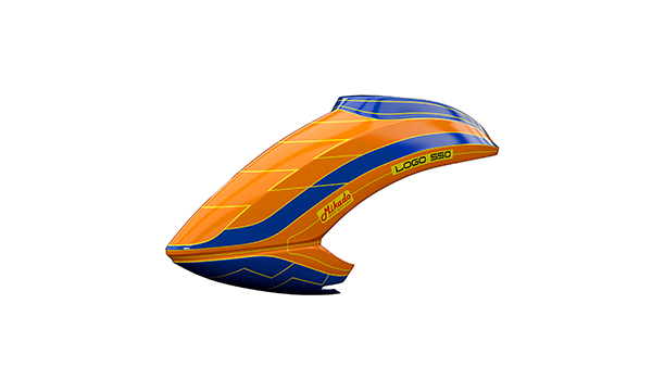 Haube LOGO 550 neon-orange/blau