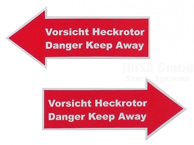 Warnhinweis "Vorsicht Heckrotor"