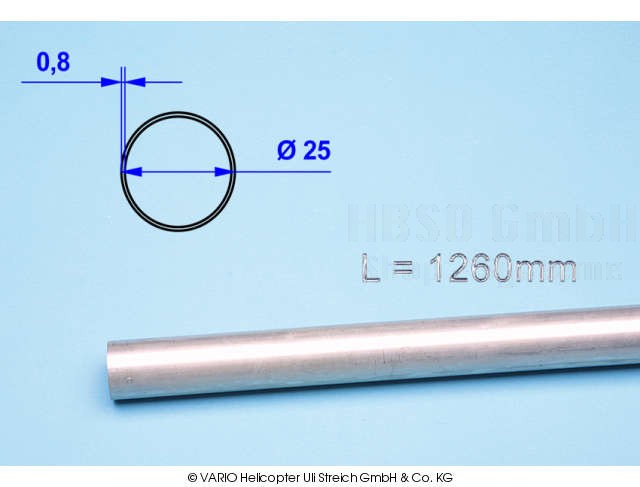 Alu-Heckrohr 25x0,8x1260mm