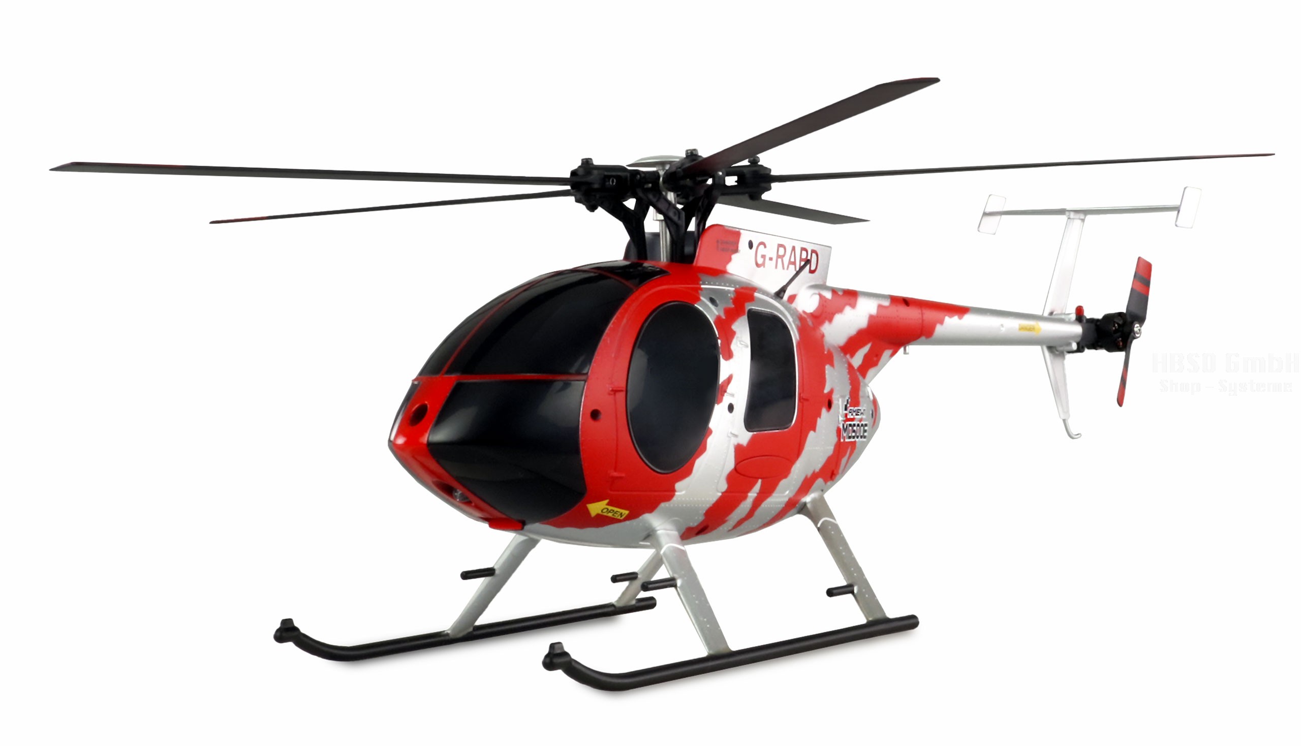 MD500E Zivil brushless 4-Kanal 325mm Helikopter 6G RTF rot/silbe