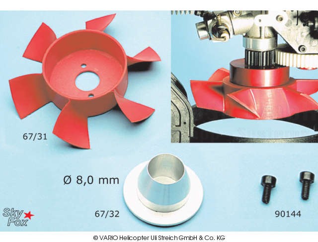 6-Blatt-Turbolüfter m. Alu 8mm