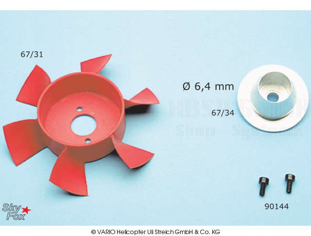 6-Blatt-Turbolüfter m. Alu 6,4mm