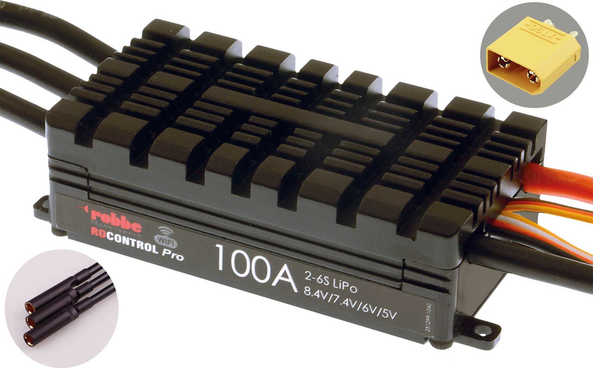 RO-CONTROL PRO WIFI 2-6S 100A HV-BEC XT-90 / 5mm Goldkontaktb.Re