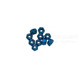 M3 Alu Nylon Lock Nuts Blue, 10 Pcs.