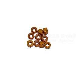 M3 Alu Nylon Lock Nuts Gold, 10 Pcs.