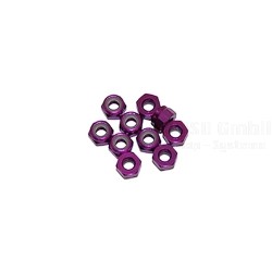 M3 Alu Nylon Lock Nuts Purple, 10 Pcs.