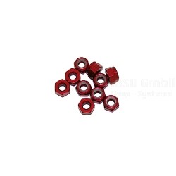 M3 Alu Nylon Lock Nuts Red, 10 Pcs.