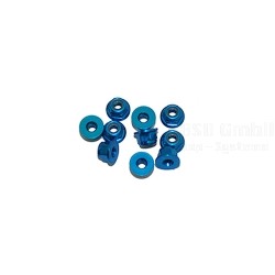 M3 Alu Flanged Nylon Lock Nuts Blue, 10 Pcs.