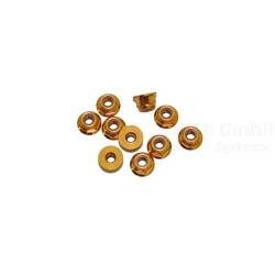 M3 Alu Flanged Nylon Lock Nuts Gold, 10 Pcs.