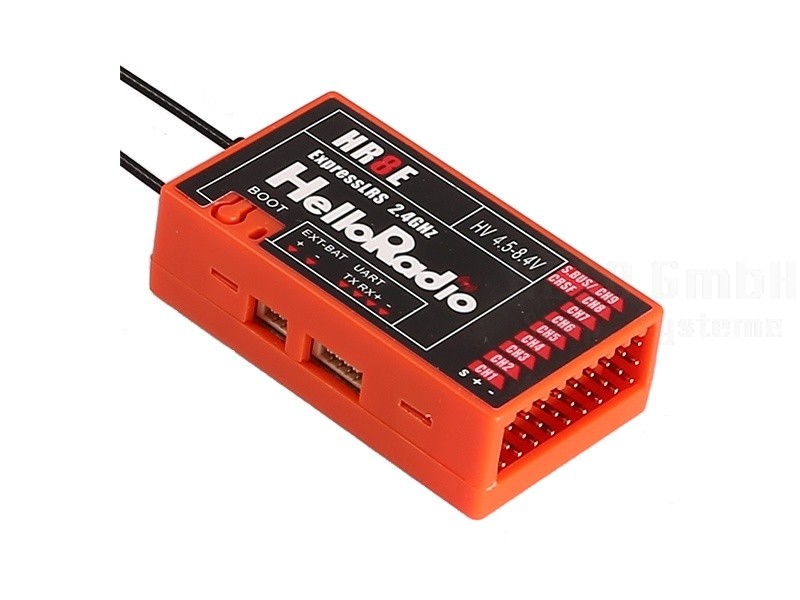 HelloRadio HR8E ELRS 2,4GHz Empfänger - 9 Kanäle rot
